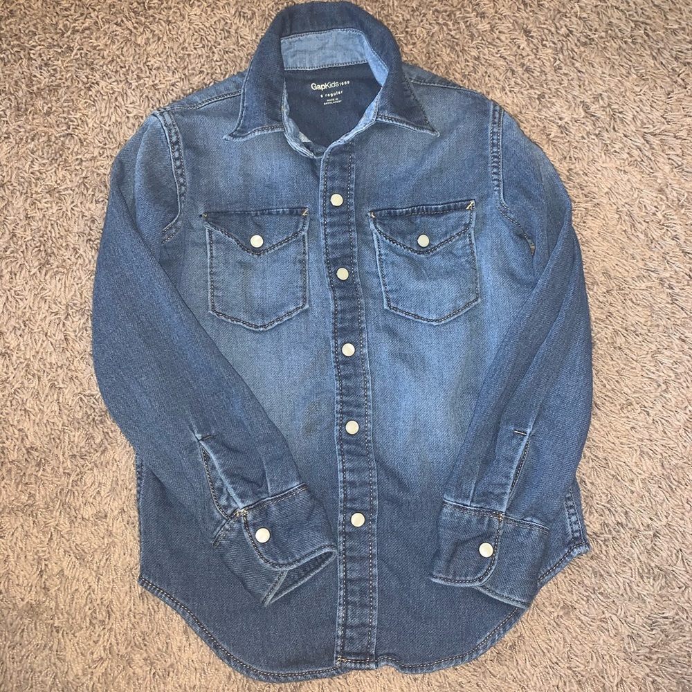 GAP KIDS Boy’s Denim Stretch Button Up Shirt